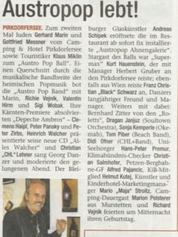 Zeitungsartikel Austro-Pop